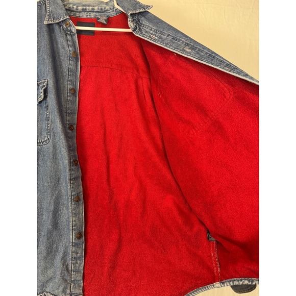 Vtg Puritan Mens Flannel Lined Denim Shirt Jacket Dark Wash Button Up Size 2XL - Picture 6 of 9